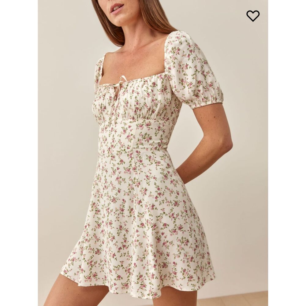 Reformation Corbin Floral Mini Dress in Boheme Feminine Sundress Milkmaid 2